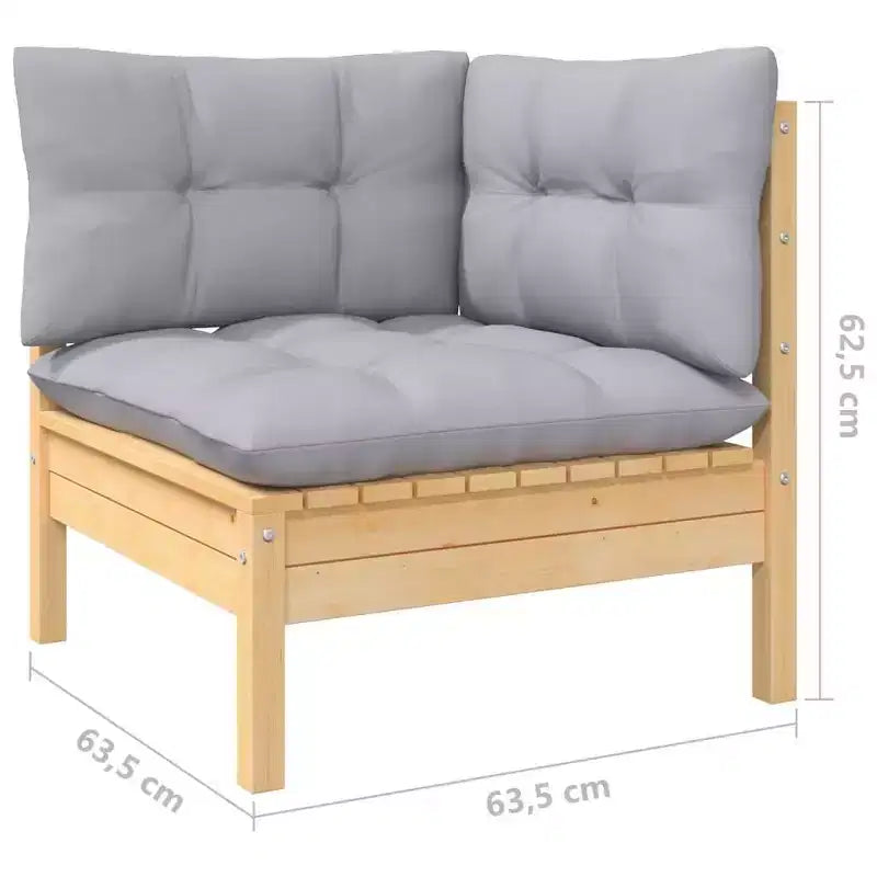 vidaXL Salon de jardin Coussins gris, pin naturel