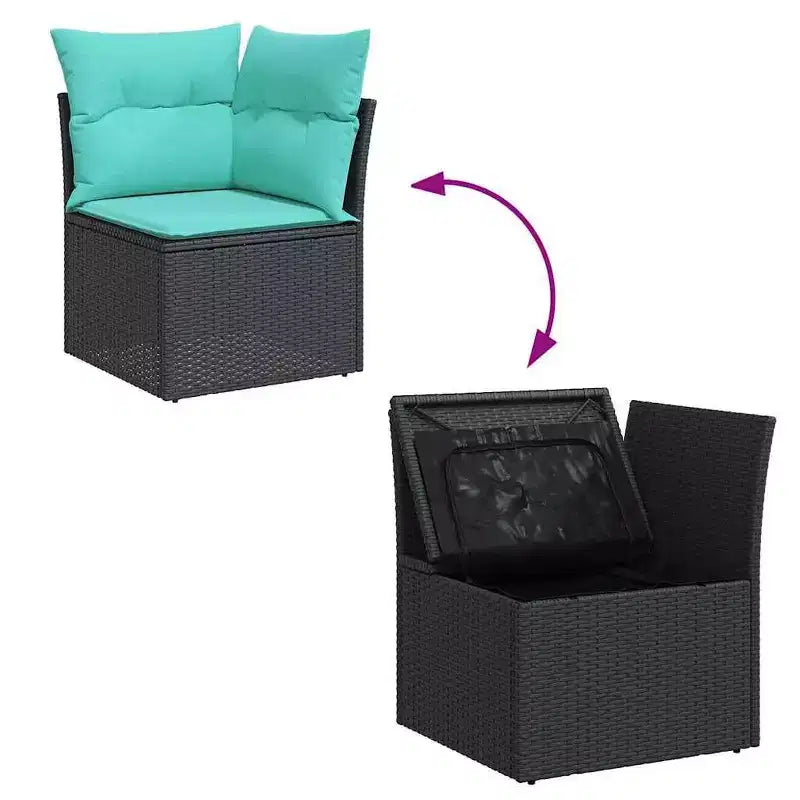 vidaXL Salon de jardin 12 pcs avec coussins Résine tressée Noir