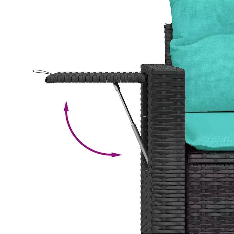 vidaXL Salon de jardin 14 pcs avec coussins Noir Résine tressée