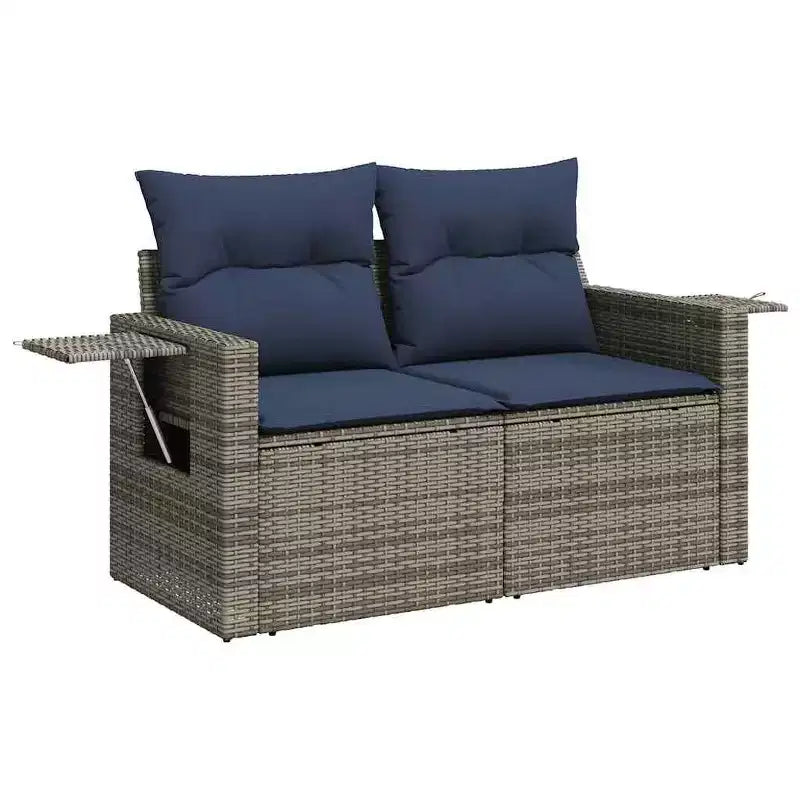 vidaXL Ensemble de canapés de jardin 5 pcs avec coussins résine tressée gris