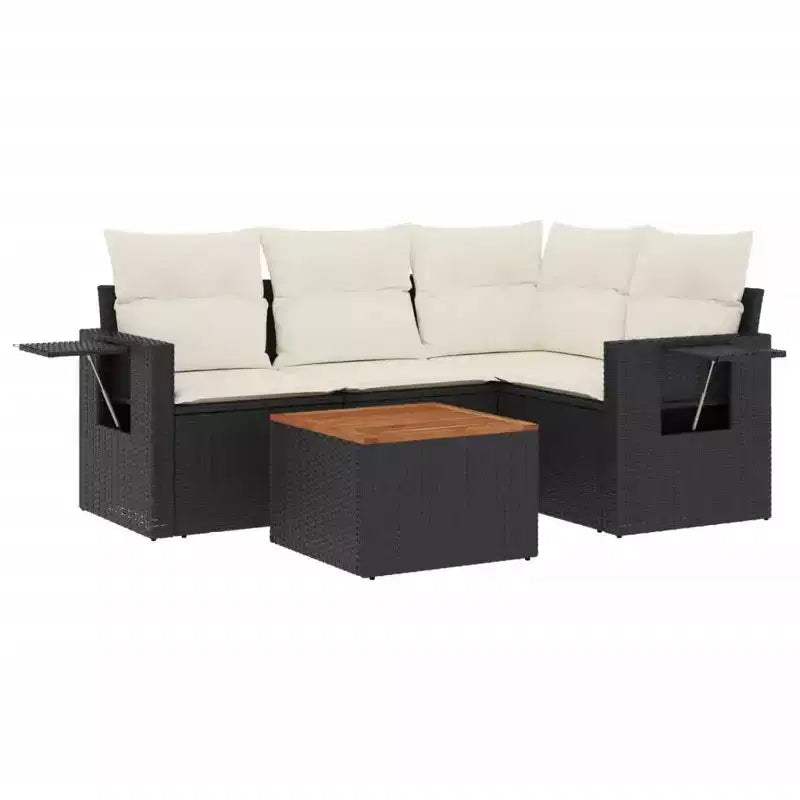 vidaXL Ensemble de canapés de jardin 5 pcs avec coussins résine tressée gris