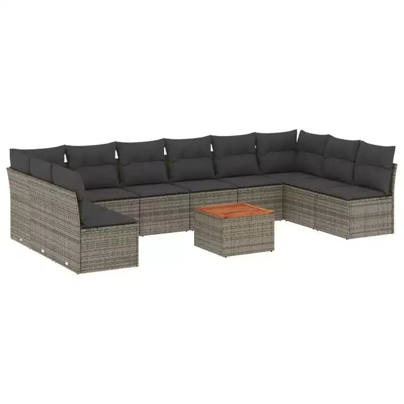 vidaXL Patio Sofa Set with Cushions Outdoor Furniture 11 Piece Poly Rattan