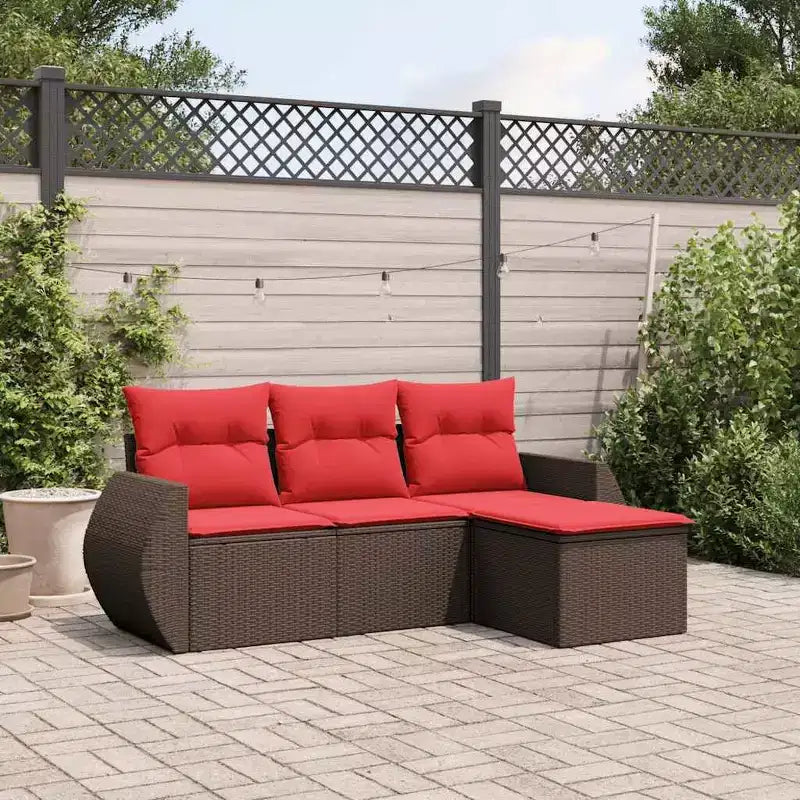 vidaXL Salon de jardin 4 pièces en résine tressée avec coussins