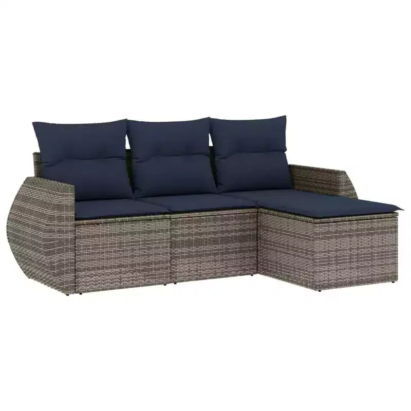 vidaXL Salon de jardin 4 pièces en résine tressée avec coussins