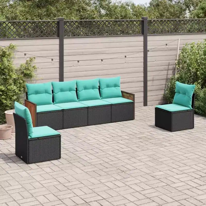 vidaXL Salon de jardin noir et bleu