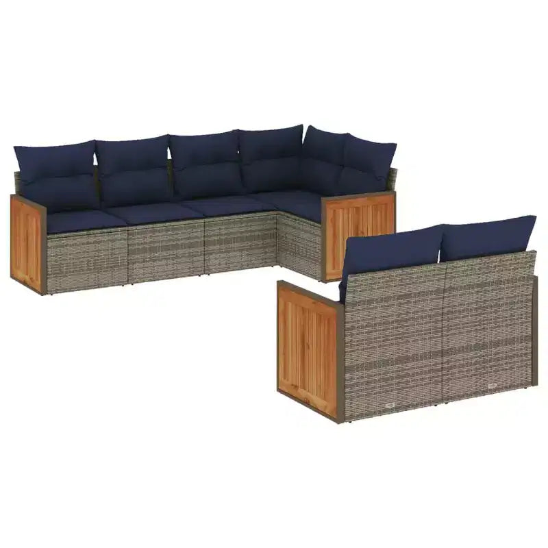 vidaXL Salon de jardin noir et bleu en résine tressée et acier thermolaqué