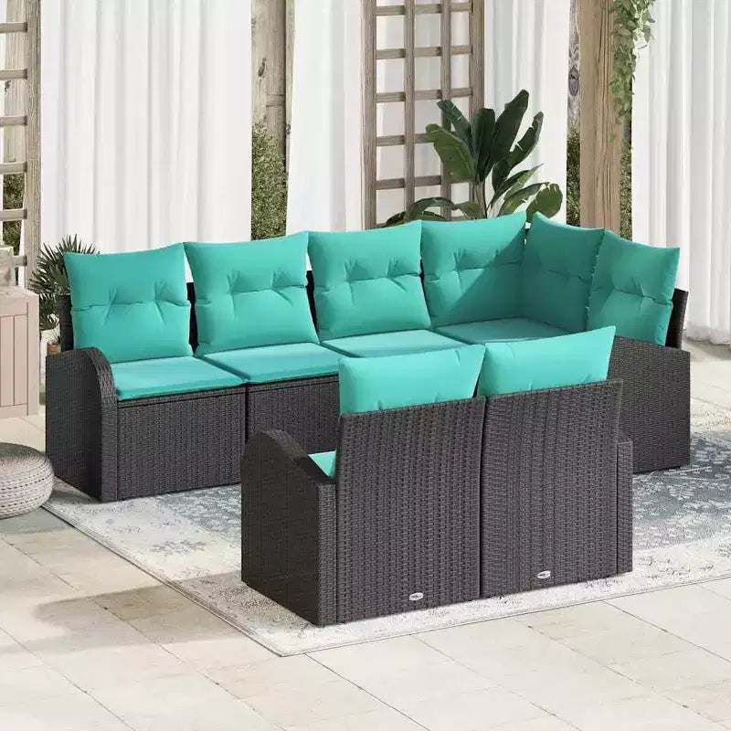 vidaXL Salon de jardin avec coussins 7 pcs Résine tressée marron - Marron