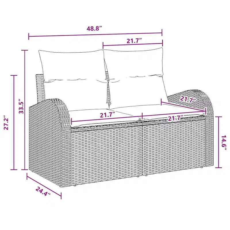 vidaXL Salon de jardin avec coussins 7 pcs Résine tressée marron - Marron