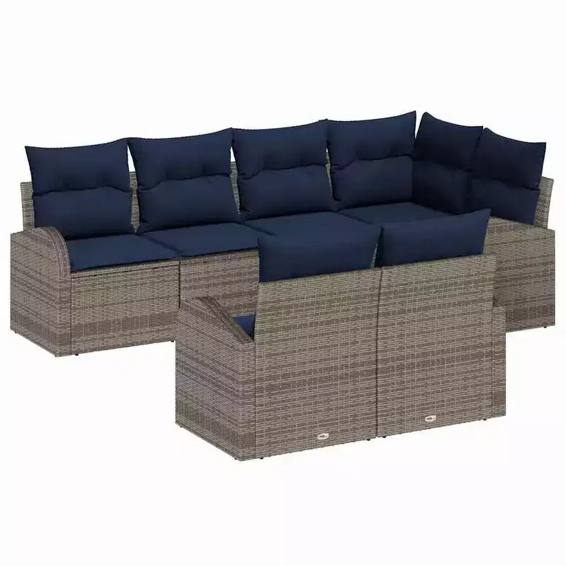 vidaXL Salon de jardin avec coussins 7 pcs Résine tressée marron - Marron