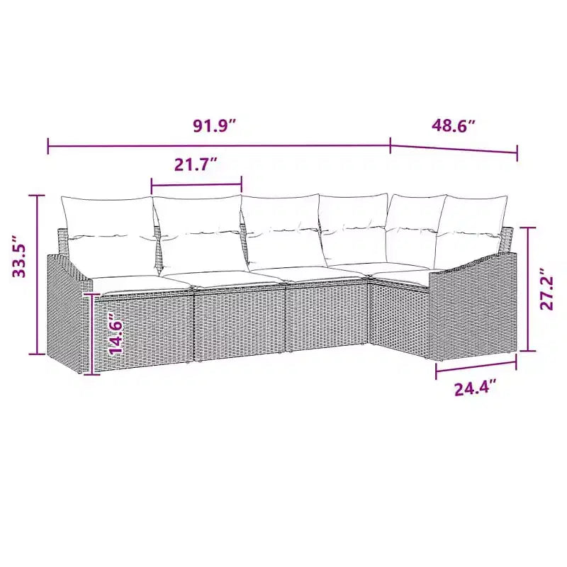 vidaXL Salon de jardin 5 pcs Marron Résine tressée