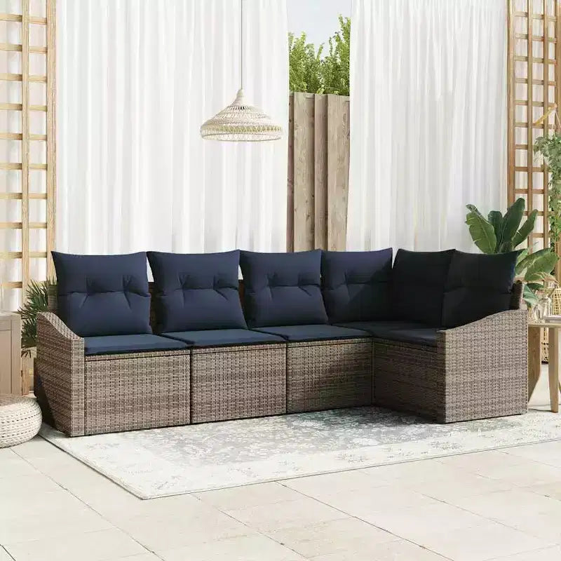 vidaXL Salon de jardin 5 pcs Marron Résine tressée