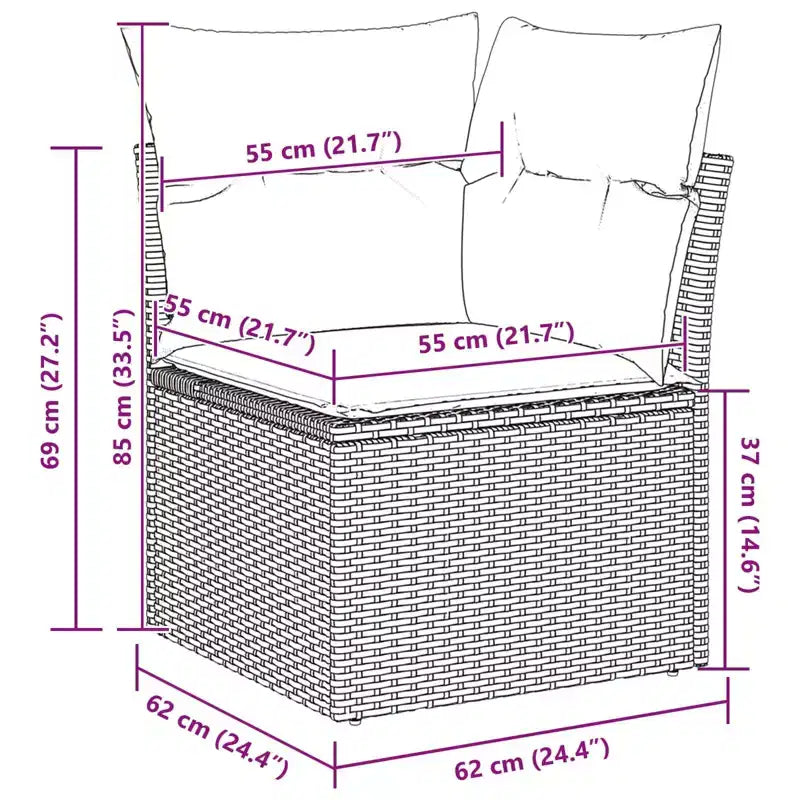 vidaXL Salon de jardin 4 pcs Marron Résine tressée