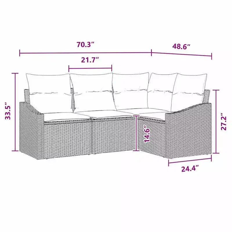 vidaXL Salon de jardin 4 pcs Marron Résine tressée