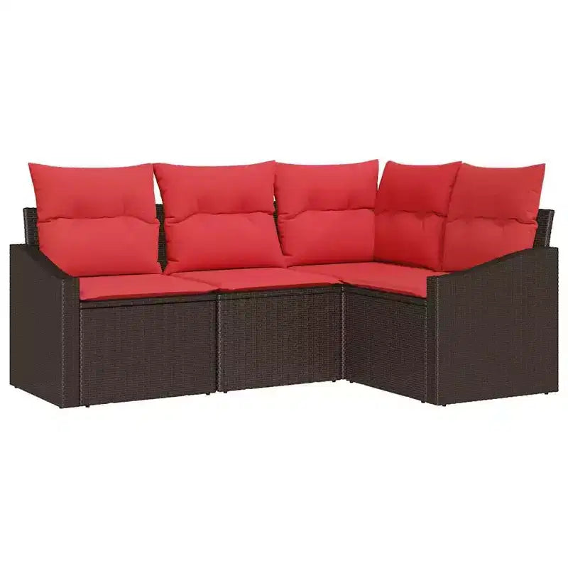 vidaXL Garden Sofa Set 4 pcs Brown Poly rattan