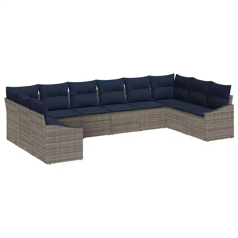 vidaXL Salon de jardin 10 pcs marron en rotin synthétique