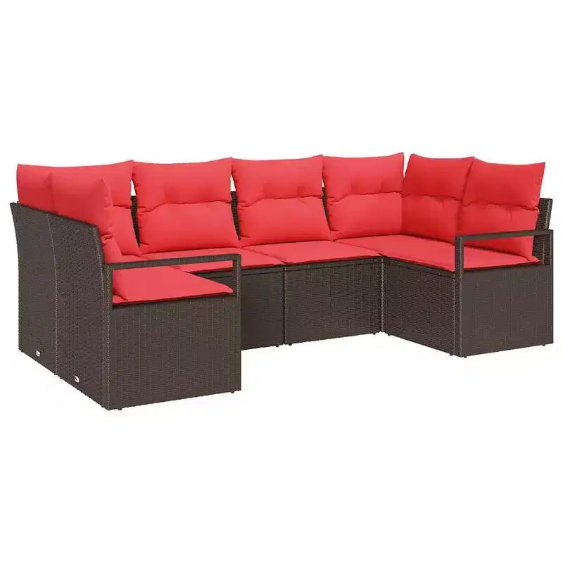 vidaXL Garden Sofa Set 6 pcs Brown Poly rattan