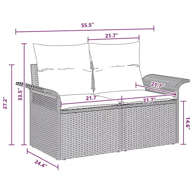 vidaXL Ensemble de canapés de jardin 6 pcs marron et rouge 242,5 x 132,5 x 85 cm