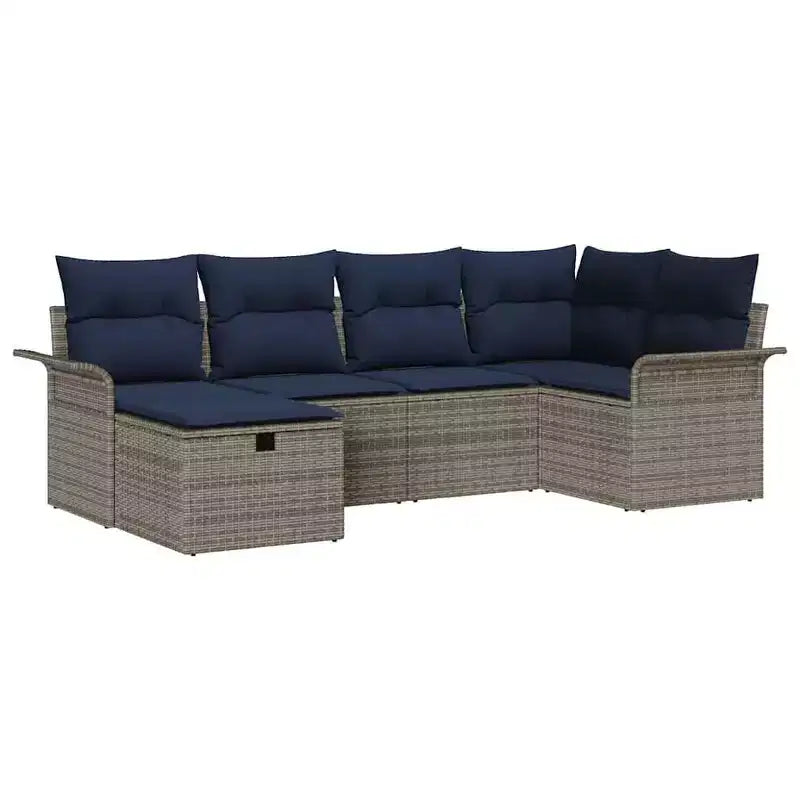 vidaXL Ensemble de canapés de jardin 6 pcs marron et rouge 242,5 x 132,5 x 85 cm