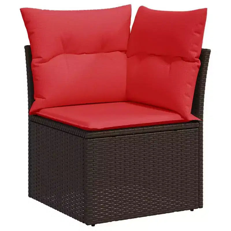 vidaXL Salon de jardin 7 pièces Marron et Rouge 289 x 124 x 85 cm
