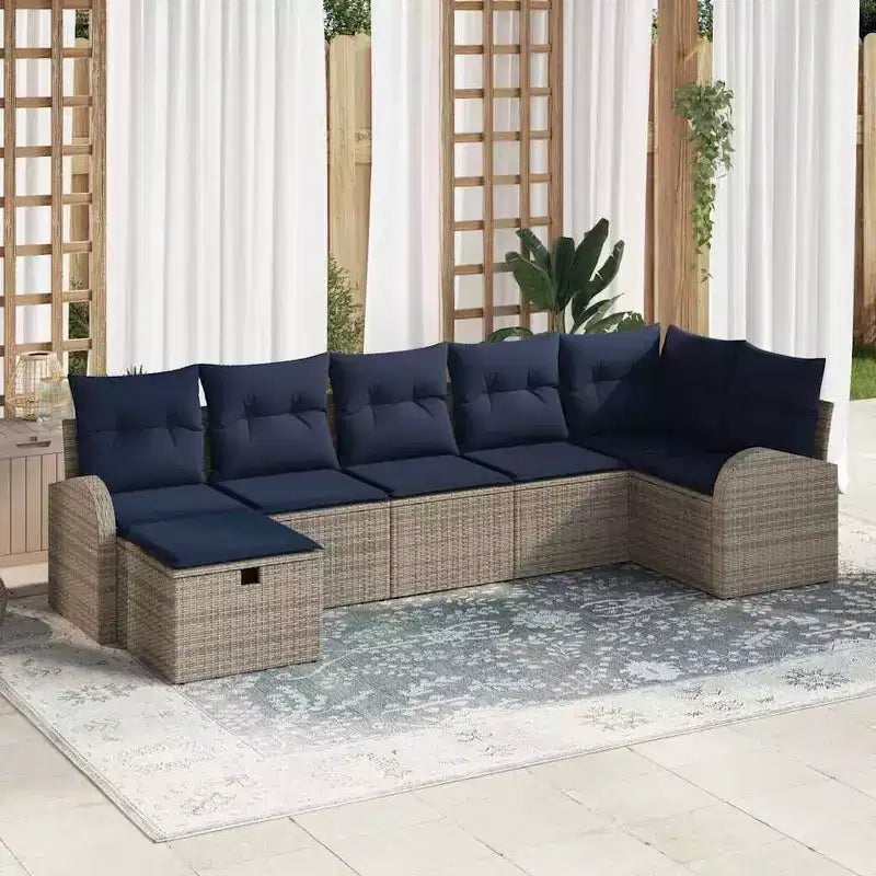 vidaXL Salon de jardin 7 pièces Marron et Rouge 289 x 124 x 85 cm