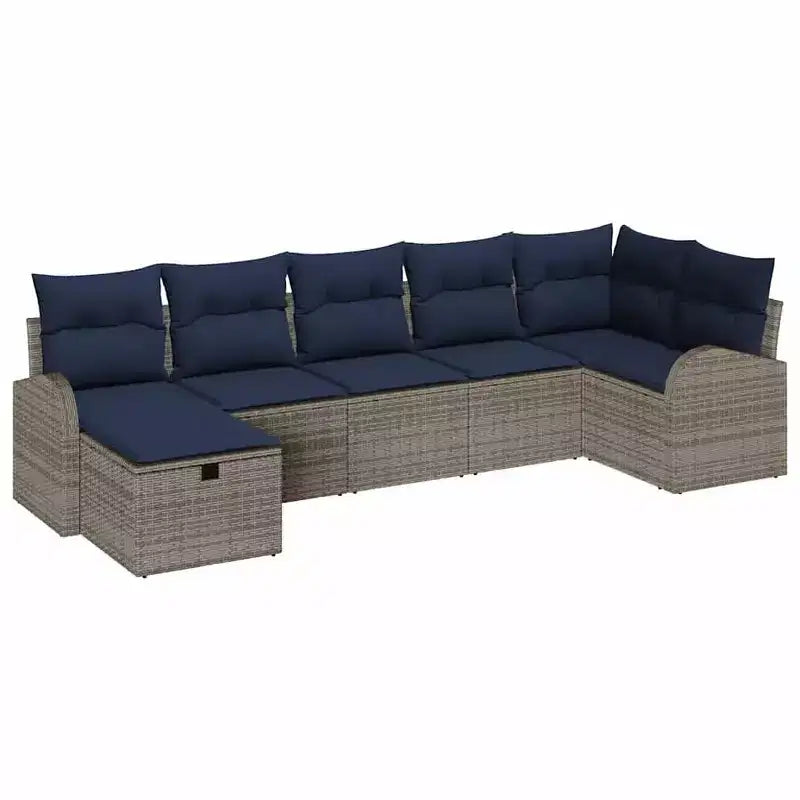 vidaXL Salon de jardin 7 pièces Marron et Rouge 289 x 124 x 85 cm