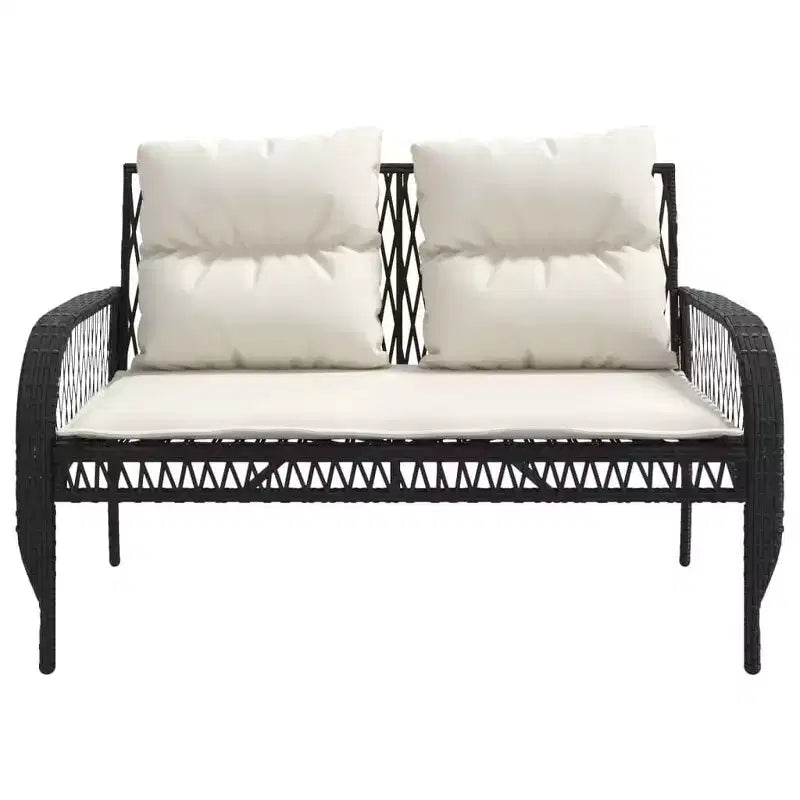 vidaXL Ensemble de canapés de jardin noir, blanc crème