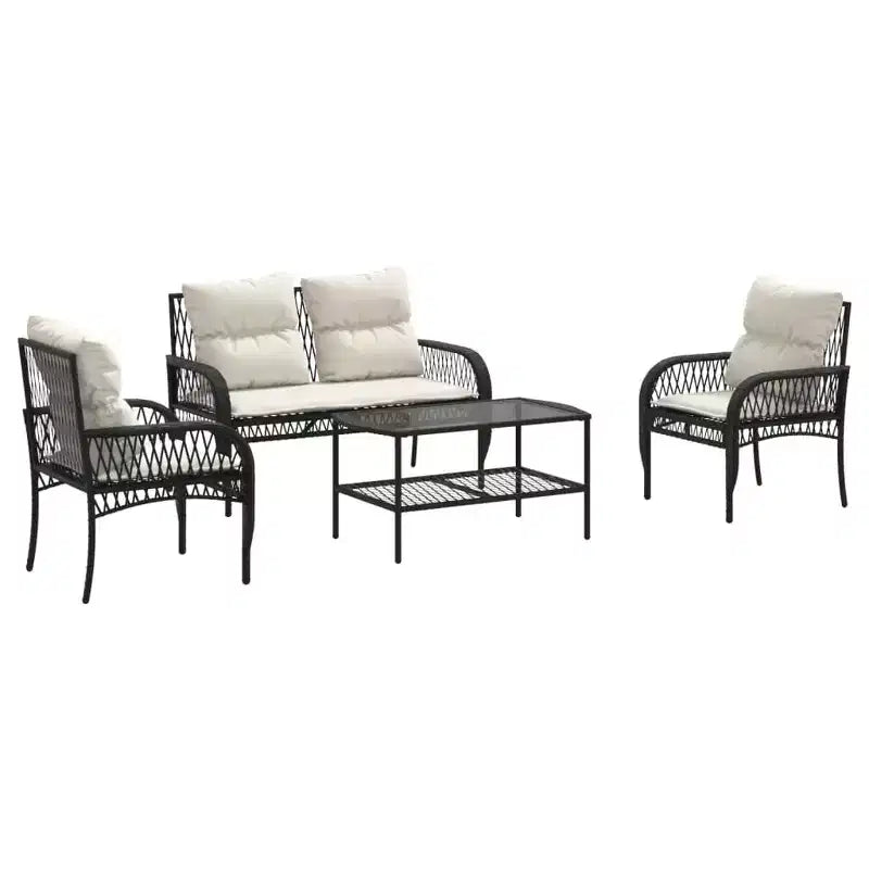 vidaXL Garden Sofa Set Black, Cream White