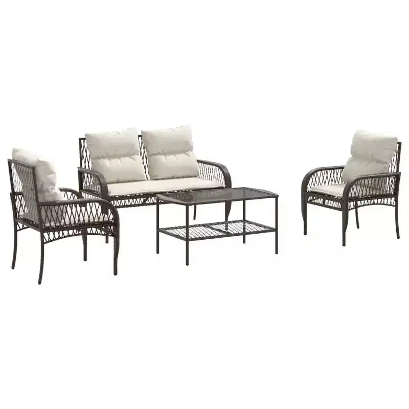 vidaXL Ensemble de canapés de jardin noir, blanc crème
