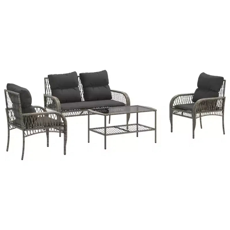 vidaXL Ensemble de canapés de jardin noir, blanc crème