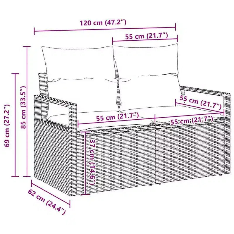 vidaXL Salon de jardin 7 pcs Marron Résine tressée