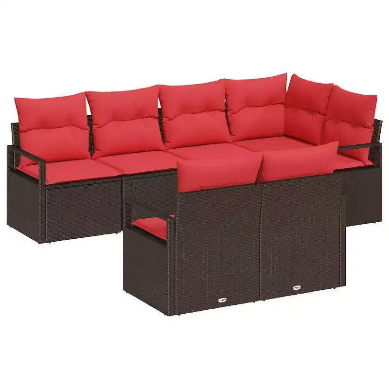 vidaXL Garden Sofa Set 7 pcs Brown Poly rattan