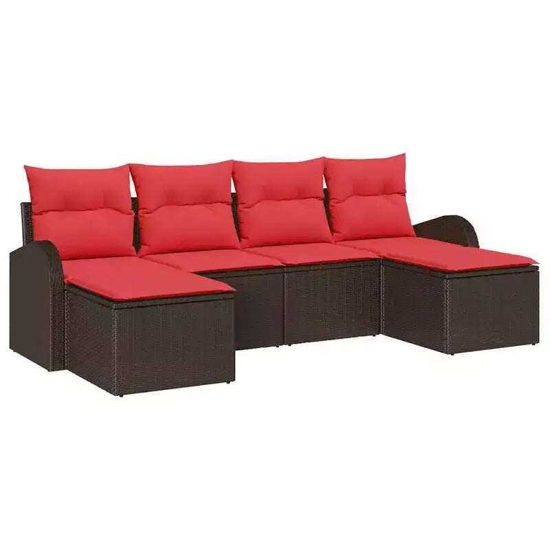 vidaXL Garden Sofa Set with Cushion 6 pcs Brown Poly rattan