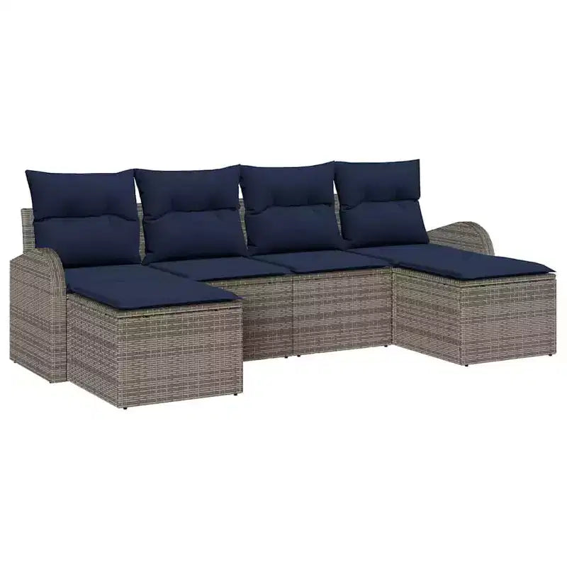 vidaXL Salon de jardin avec coussins 6 pcs Résine tressée marron