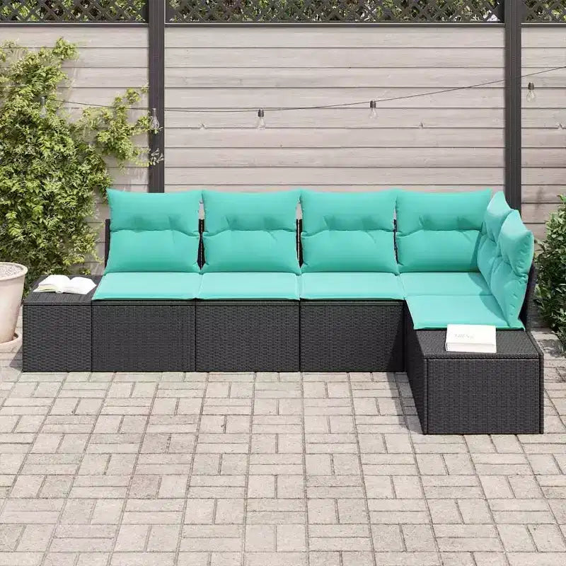 vidaXL Salon de jardin avec coussins 5 pcs Résine tressée