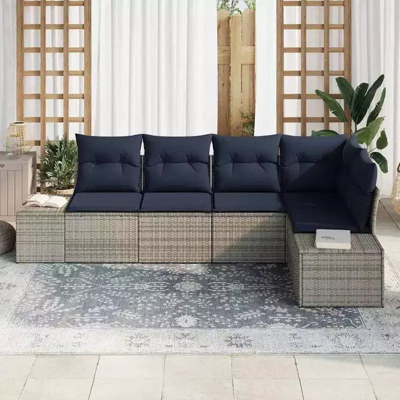 vidaXL Salon de jardin avec coussins 5 pcs Résine tressée