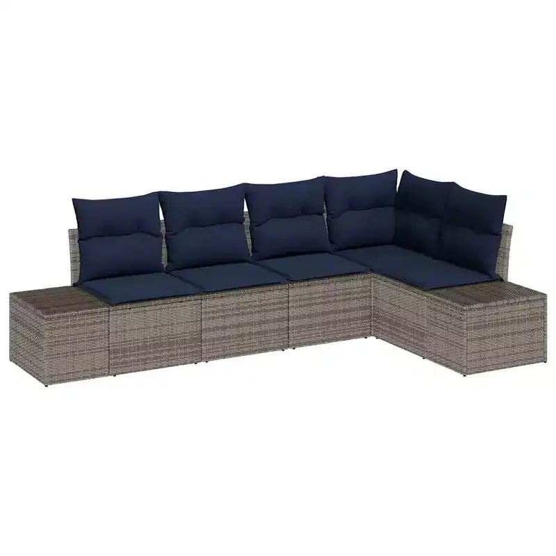 vidaXL Salon de jardin avec coussins 5 pcs Résine tressée