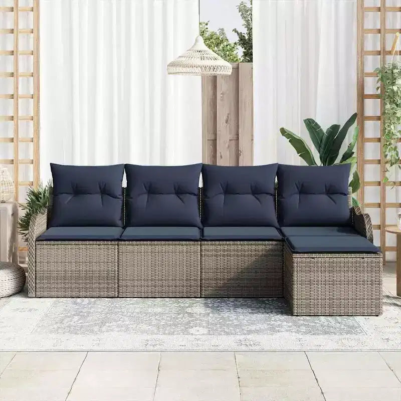vidaXL Salon de jardin avec coussins 5 pcs Résine tressée marron