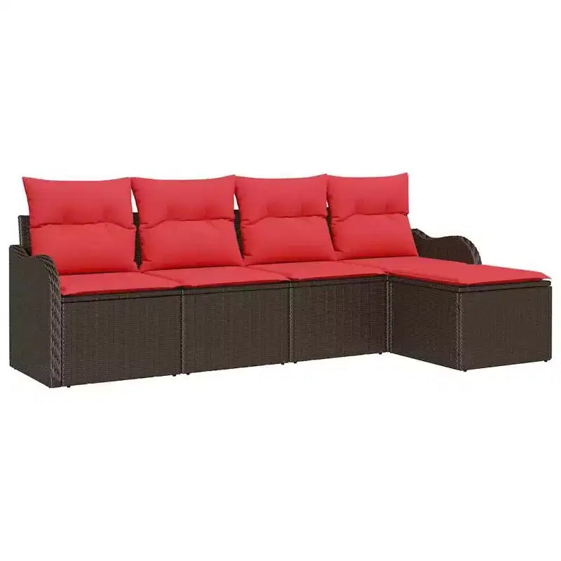 vidaXL Garden Sofa Set with Cushion 5 pcs Brown Poly rattan