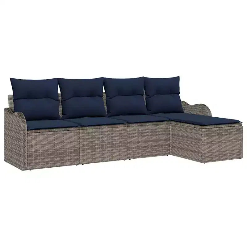 vidaXL Salon de jardin avec coussins 5 pcs Résine tressée marron