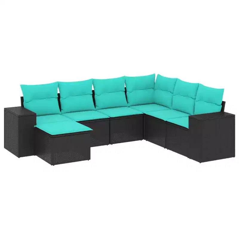 vidaXL Patio Sofa Set PE Rattan, Powder-Coated Steel, Fabric