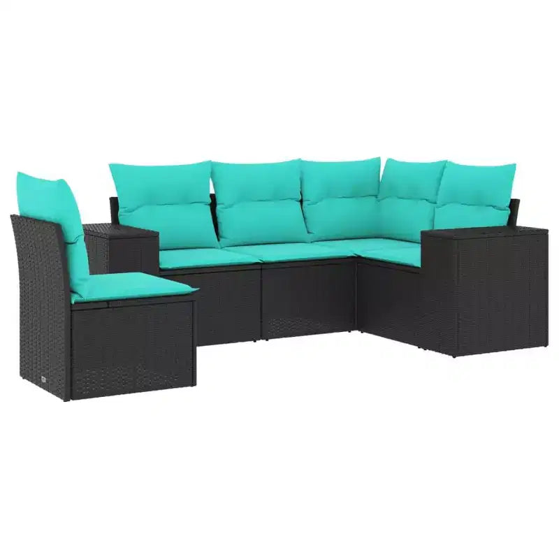 vidaXL Patio Sofa Set, PE Rattan, Powder-Coated Steel, Polyester