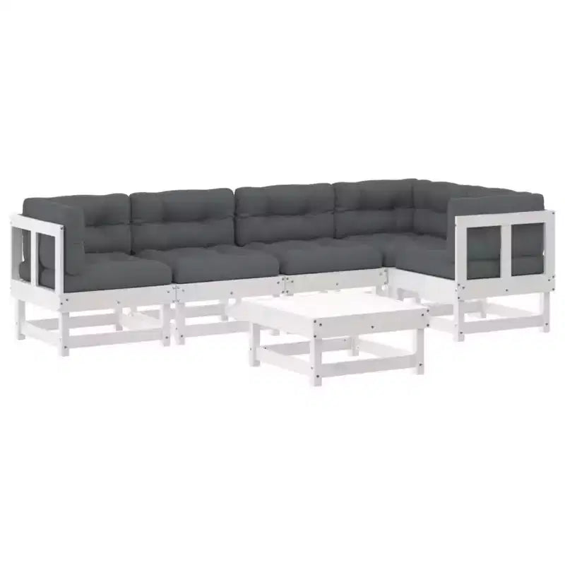 vidaXL Salon de jardin avec coussins Ensemble de meubles d'extérieur 6 pièces en bois massif