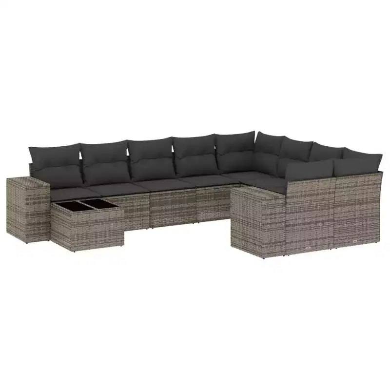 vidaXL Ensemble de canapés de jardin 10 pièces avec coussins, sectionnel d'extérieur en résine tressée, plusieurs coloris