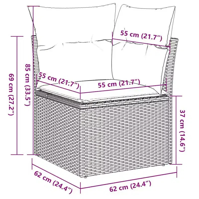 vidaXL Salon de jardin 11 pièces en résine tressée avec coussins