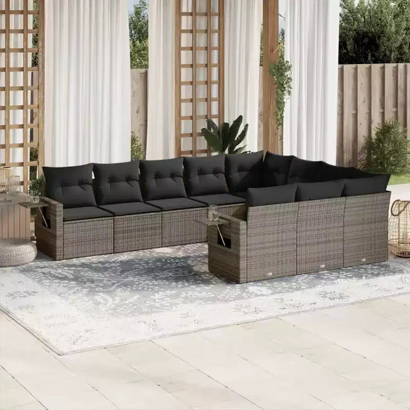 vidaXL Salon de jardin 11 pièces en résine tressée avec coussins