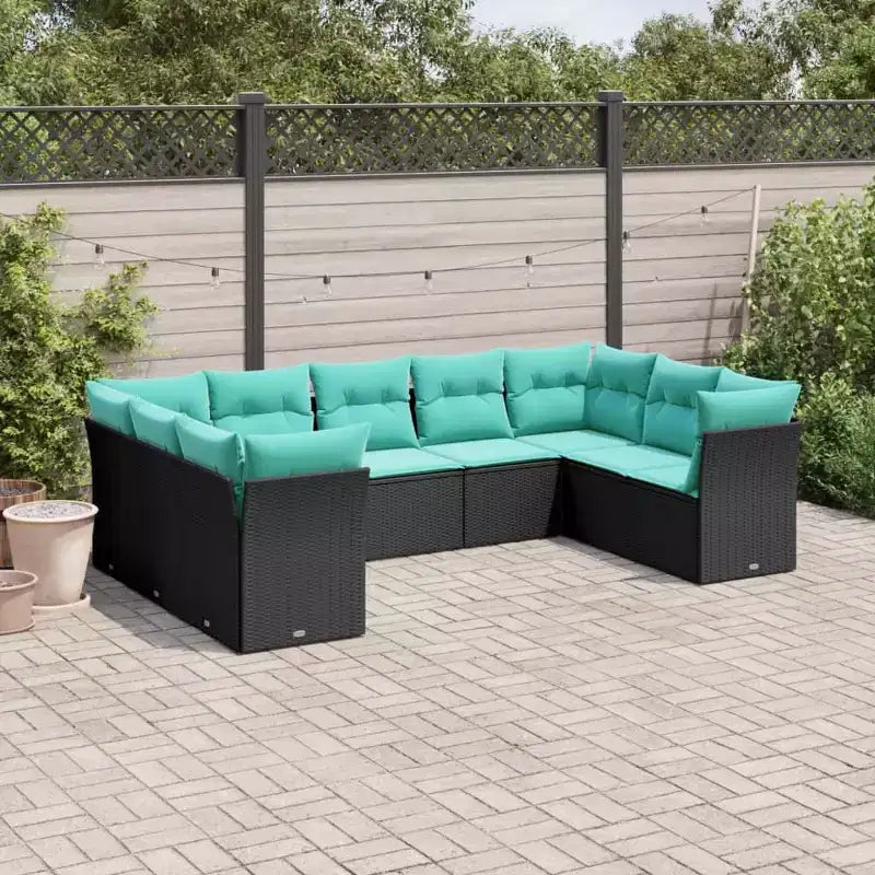 vidaXL Salon de jardin 10 pcs avec coussins Résine tressée