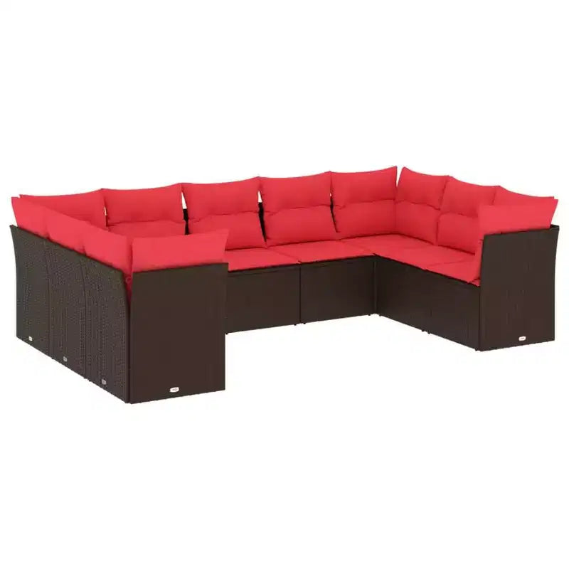 vidaXL Salon de jardin 10 pcs avec coussins Résine tressée
