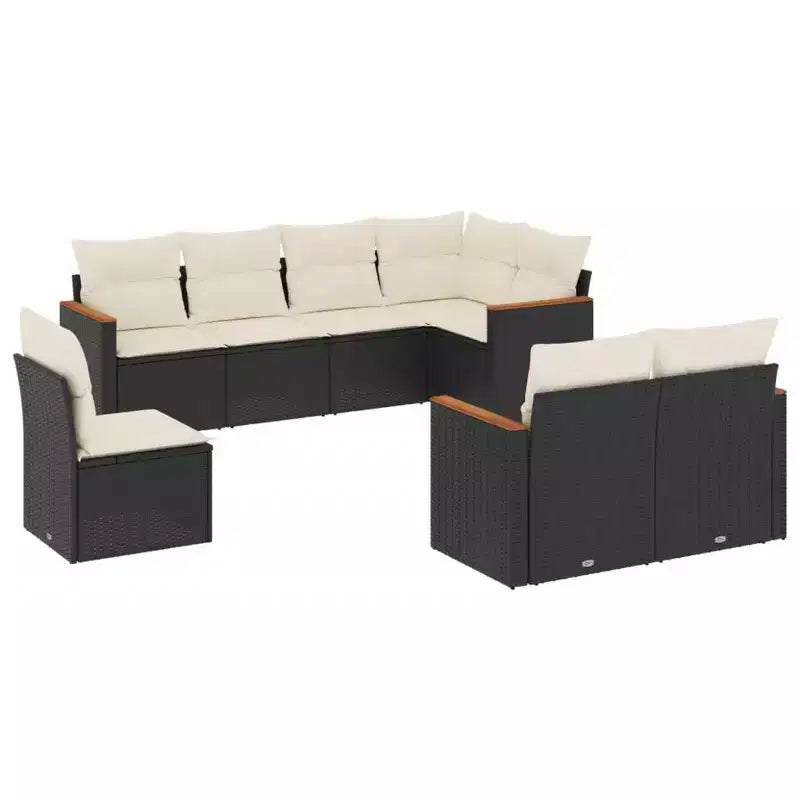 vidaXL Salon de jardin 9 pièces en poly rotin avec coussins, canapé d'extérieur modulaire, plusieurs coloris et modèles disponibles