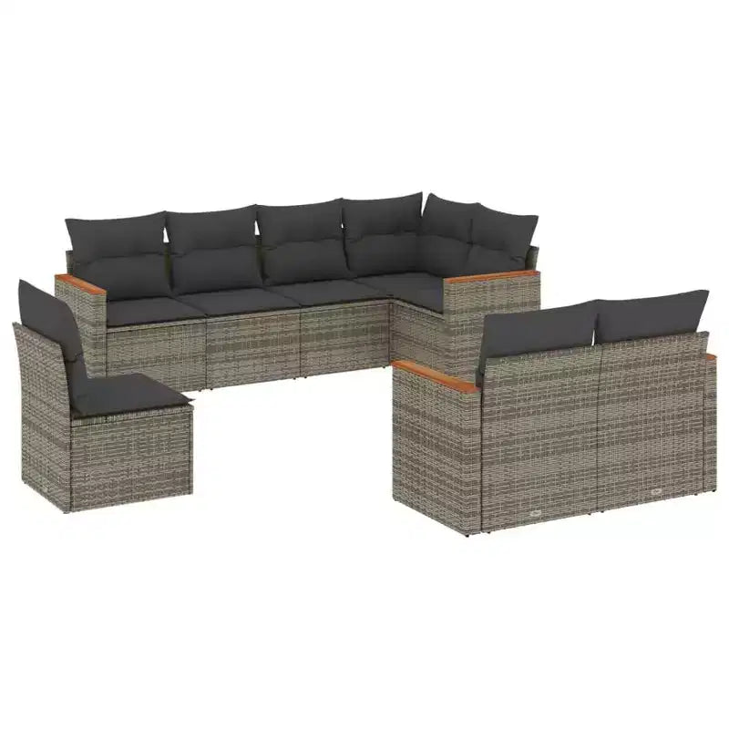 vidaXL Salon de jardin 9 pièces en poly rotin avec coussins, canapé d'extérieur modulaire, plusieurs coloris et modèles disponibles