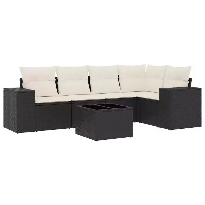 vidaXL 6 Piece Patio Sofa Set with Cushions Brown Poly Rattan